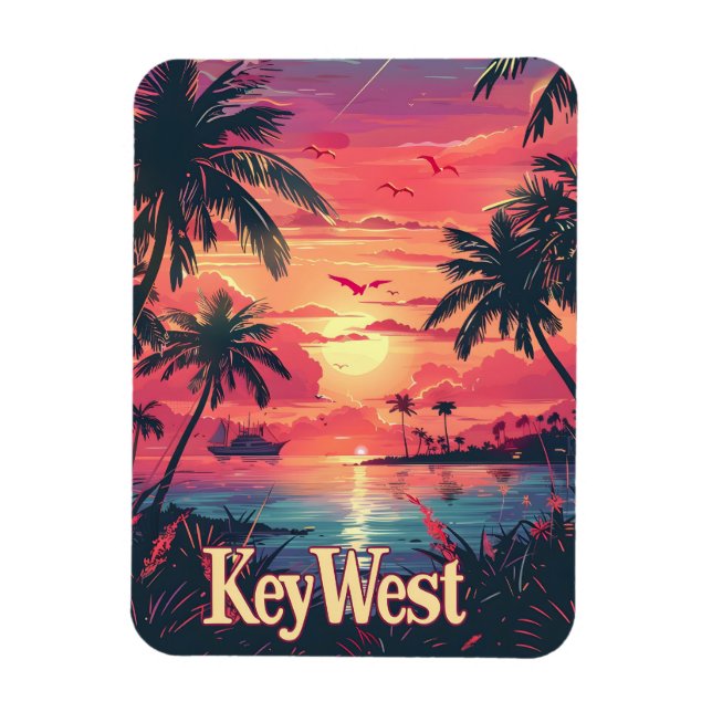 Key West Serenity: Tropical Sunset Magnet (Vertical)