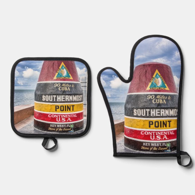 Key West Southernmost Point Kitchen Mitt Set (Front)