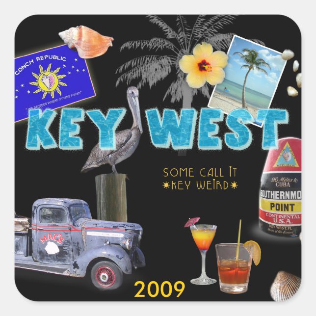 Key West Square Sticker (Front)