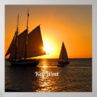Key West, sunset and sailboats,