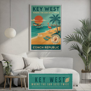 Key West Sunset – Conch Republic Seaplane Art Poster