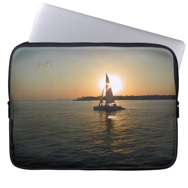 Key West Sunset Sailing w/out Name or Initials Laptop Sleeve (Front)