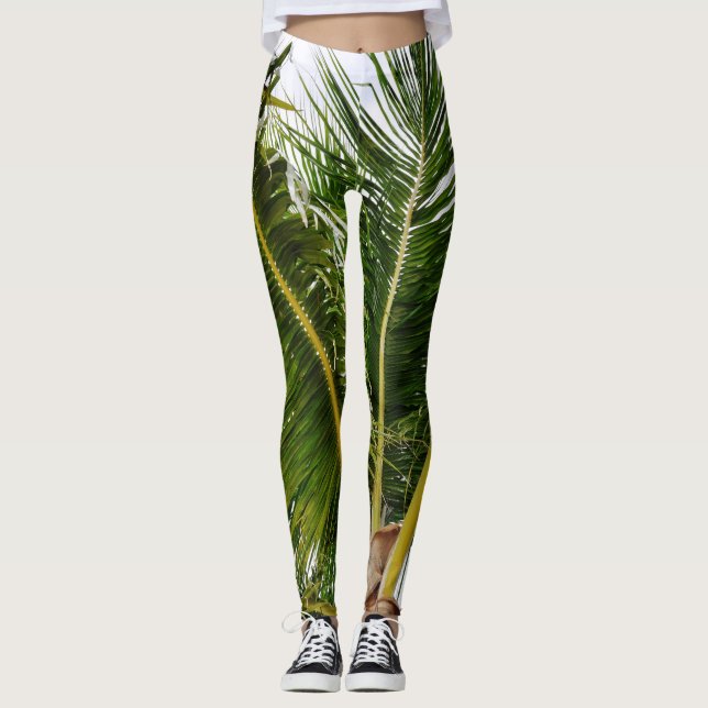 Key West,Tropical, Palm Tree Leggings (Front)