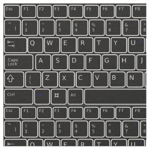 Keyboard black and white Letter number Programmer Fabric