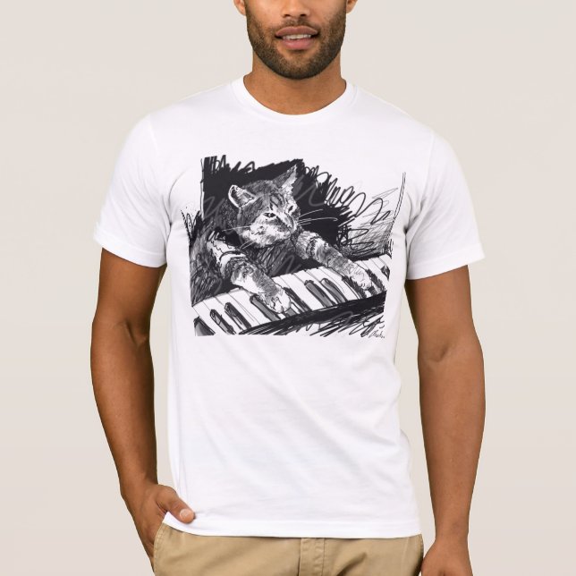 Keyboard Cat Pencil Drawing Shirt! T-Shirt (Front)