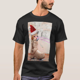 Keyboard Cat SANTA HAT in RAD SHOE t-shirt