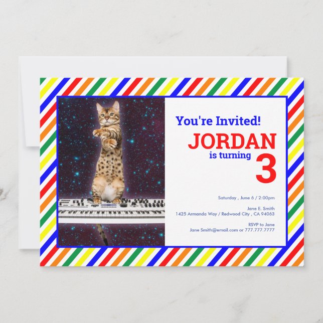 Keyboard cat strikes again invitation (Front)