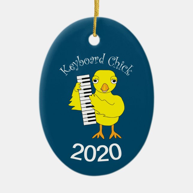 Keyboard Chick Text Ceramic Tree Decoration (Front)