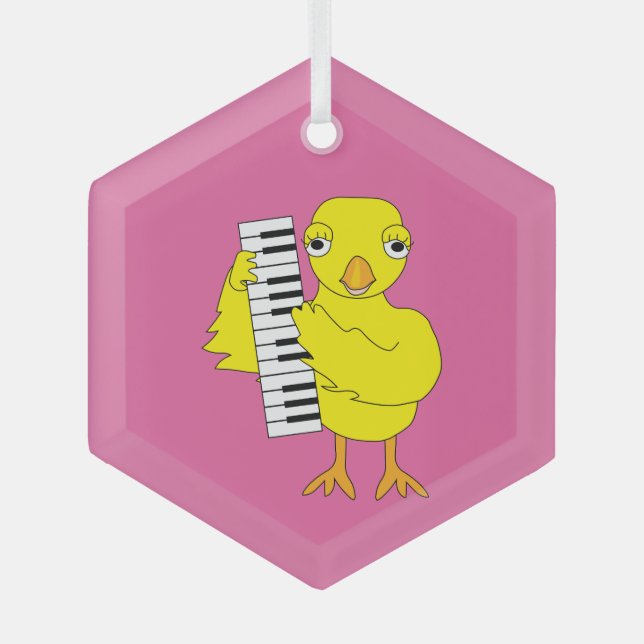 Keyboard Chick Text Glass Tree Decoration (Front)