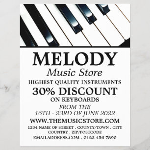 Keyboard Keys, Musical Instrument Store Flyer