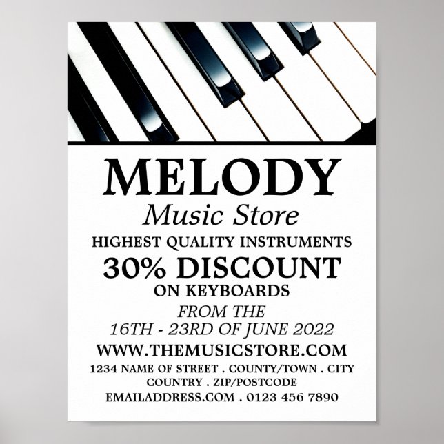 Keyboard Keys, Musical Instrument Store Poster (Front)