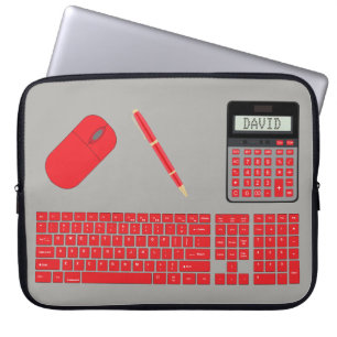 Keyboard, Mouse, Calculator and Pen graphic Laptop Sleeve