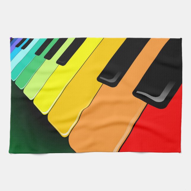 Keyboard Music Party Colours Tea Towel (Horizontal)