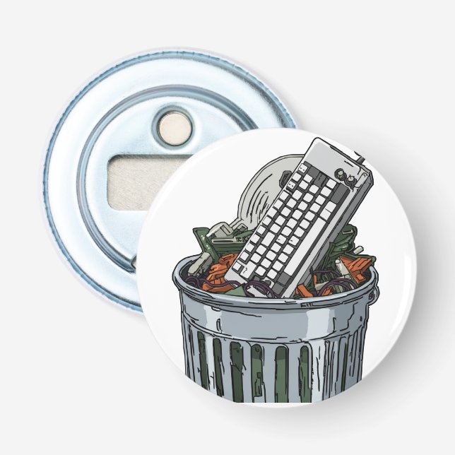 Keyboard on trashcan bottle opener (Front)