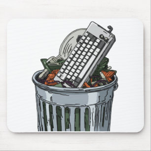 Keyboard on trashcan mouse pad