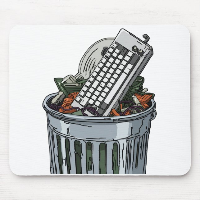 Keyboard on trashcan mouse pad (Front)
