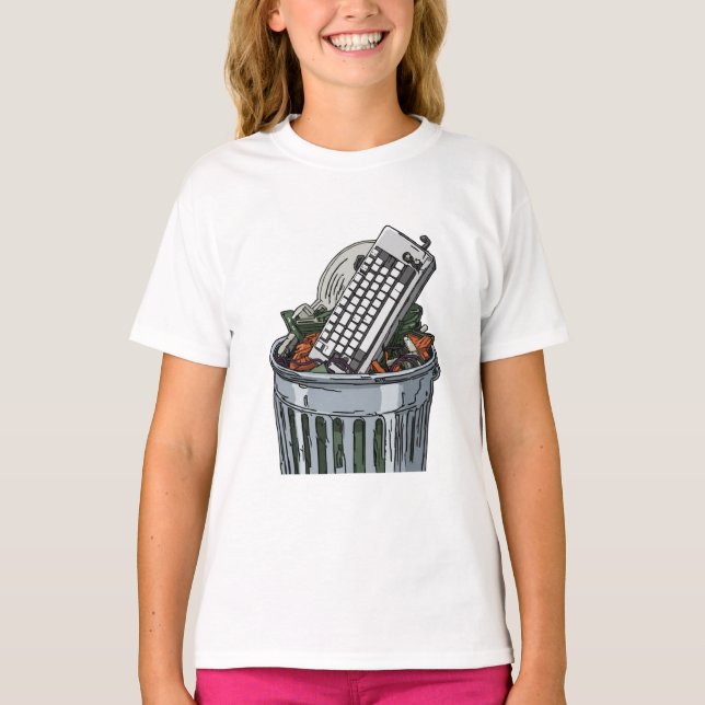 Keyboard on trashcan T-Shirt (Front)
