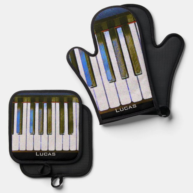 Keyboard  oven mitt & pot holder set (Front/Back)