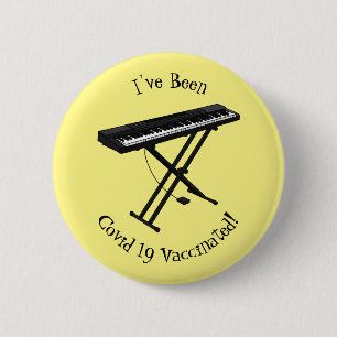 Keyboard piano cartoon illustration 6 cm round badge