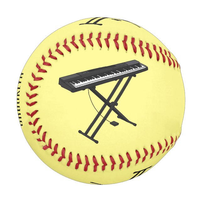 Keyboard piano cartoon illustration baseball (Front Left)