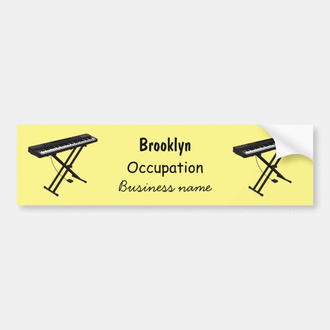 Keyboard piano cartoon illustration bumper sticker (Front)