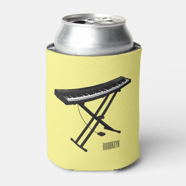 Keyboard piano cartoon illustration can cooler (Can Front)