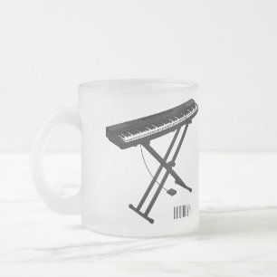 Keyboard piano cartoon illustration frosted glass coffee mug