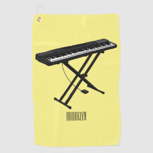 Keyboard piano cartoon illustration golf towel