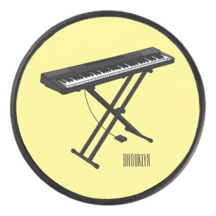 Keyboard piano cartoon illustration hockey puck