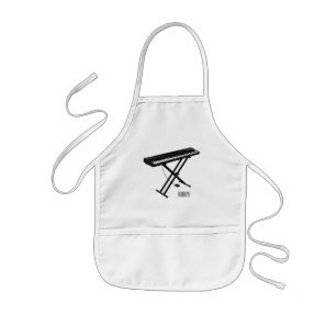 Keyboard piano cartoon illustration kids apron