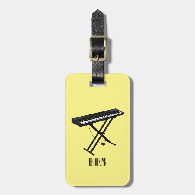 Keyboard piano cartoon illustration luggage tag (Front Vertical)
