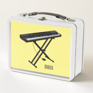 Keyboard piano cartoon illustration metal lunch box