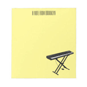 Keyboard piano cartoon illustration notepad