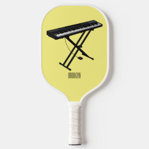 Keyboard piano cartoon illustration pickleball paddle
