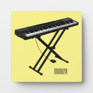 Keyboard piano cartoon illustration plaque