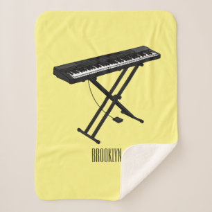 Keyboard piano cartoon illustration sherpa blanket