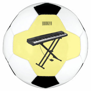 Keyboard piano cartoon illustration soccer ball