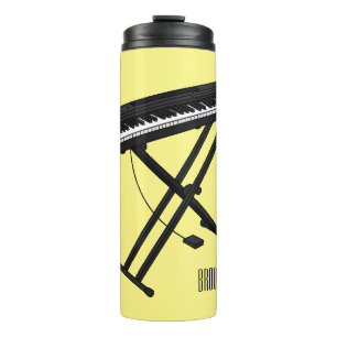 Keyboard piano cartoon illustration thermal tumbler