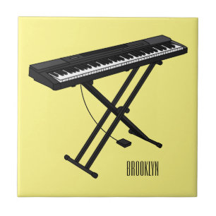 Keyboard piano cartoon illustration tile