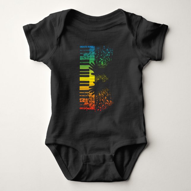 Keyboard Piano Gift Music Musician Instrument Baby Bodysuit (Front)