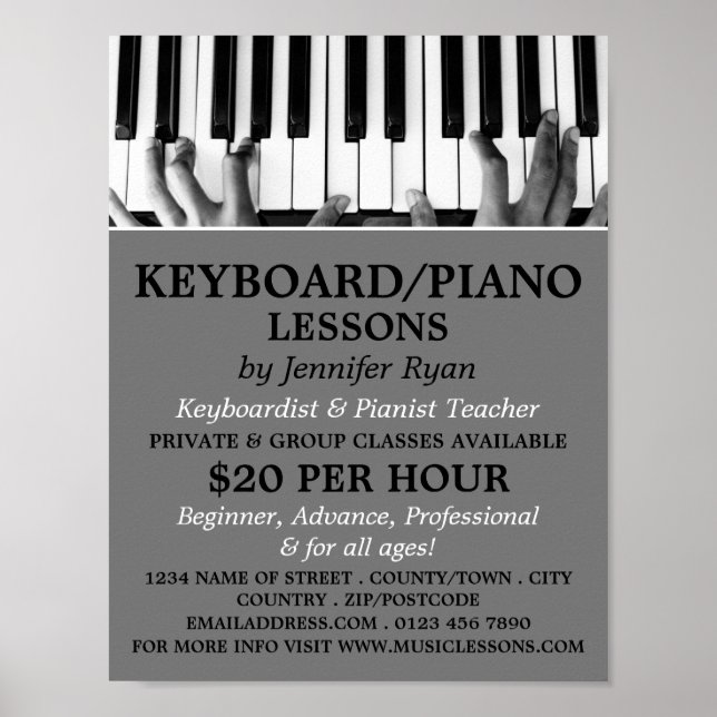 Keyboard Player, Keyboard, Piano Lessons Poster (Front)