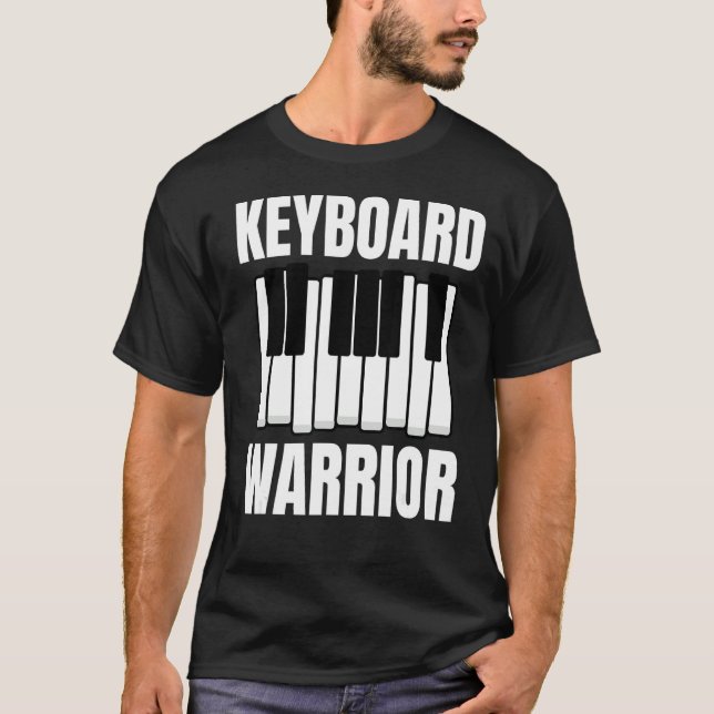 Keyboard Warrior  Synth Music Producer Synthesizer T-Shirt (Front)