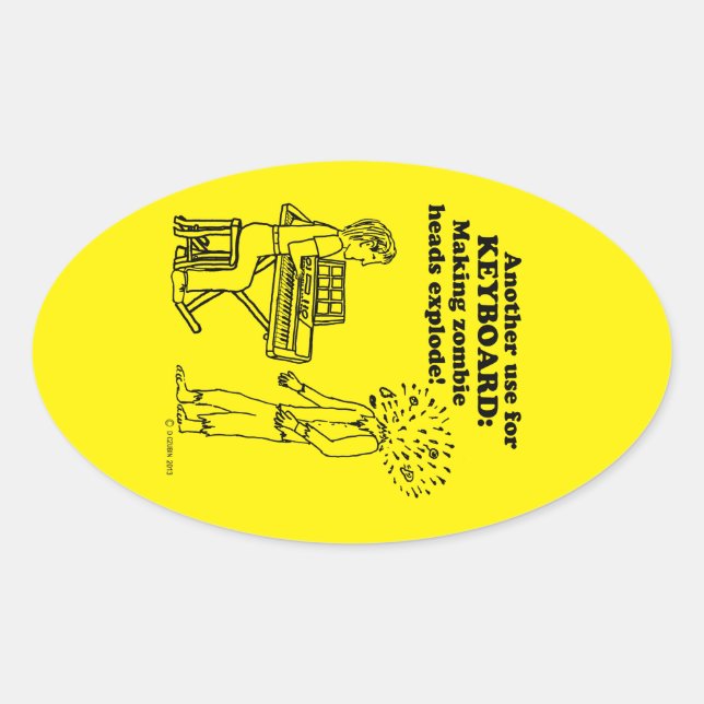 Keyboard Zombie Explode Oval Sticker (Front)