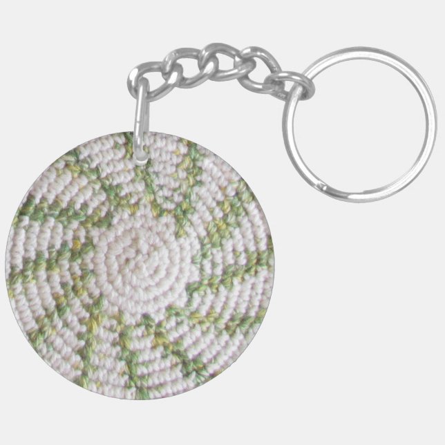 Keychain (acrylic) - White and Green Spiral (v.2) (Back Left)