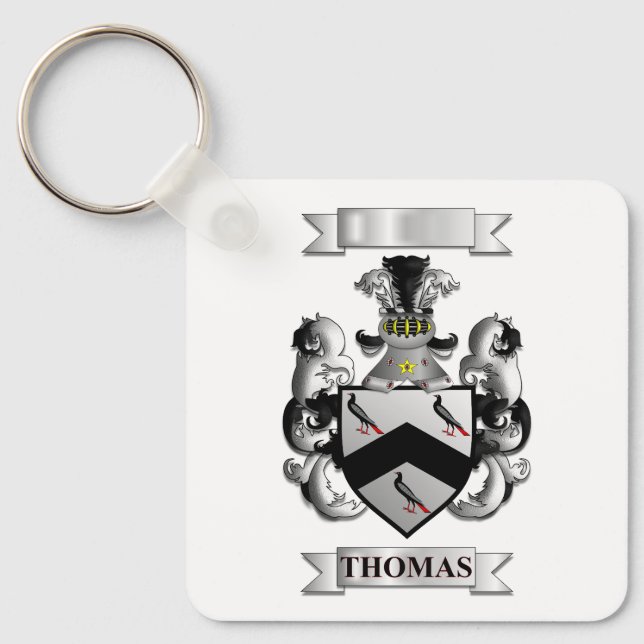 Keychain Aluminium Thomas Family Surname + Shield (Front)