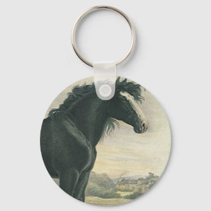 Keychain Antique Art Shire Black Draught Horse