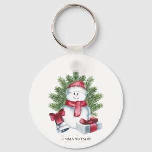 Keychain Christmas Snowman Watercolor Design