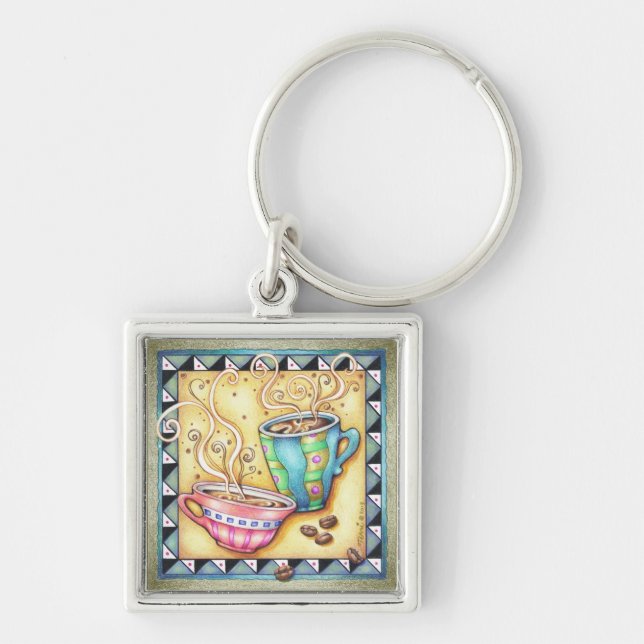 KEYCHAIN - COOL BEANS! COFFEE ART (Front)