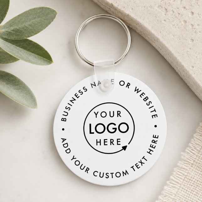 Keychain | Custom Logo Business Branded Key Tag (Minimal white company branded keychains for small business office keys, gifting & promotional swag.)