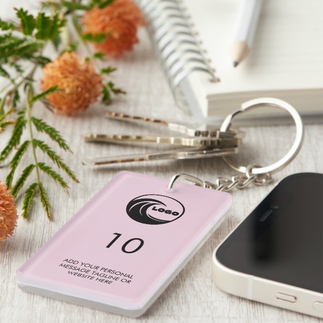 Keychain Custom Property Number Business Logo Pink (Front Right)